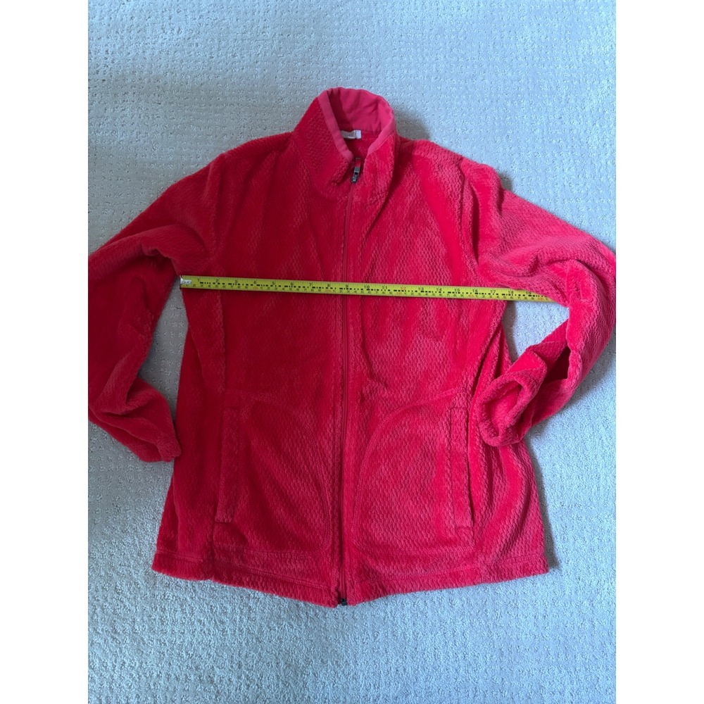 Talbots Womens‎ Red Fleece Full Zip Jacket Diamond Textured Small